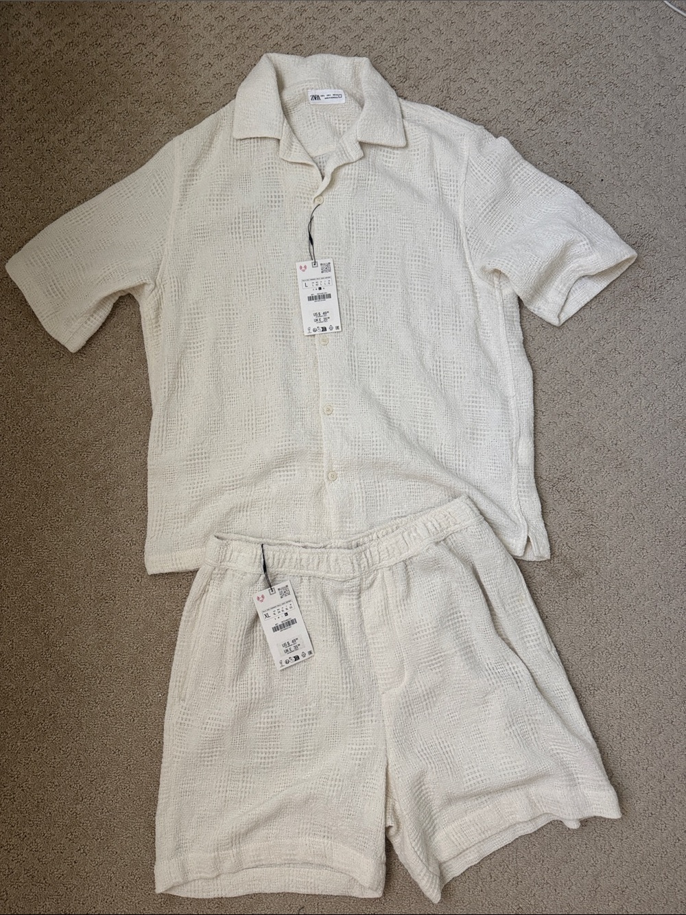 Zara men vacation beige knit set